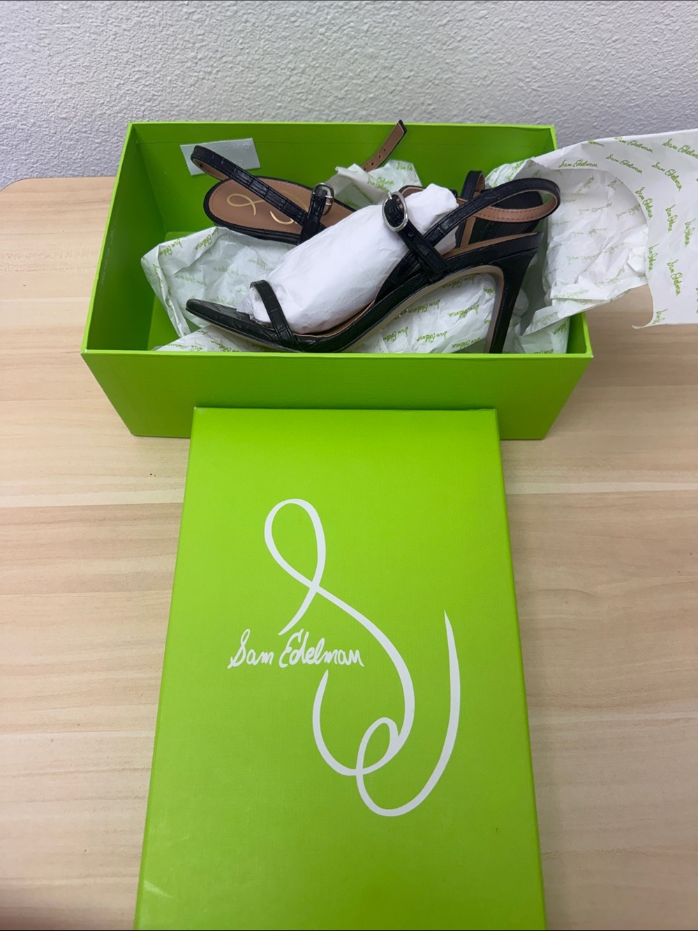 Sam Edelman Black Patent Slingback Stiletto Sandals size 5